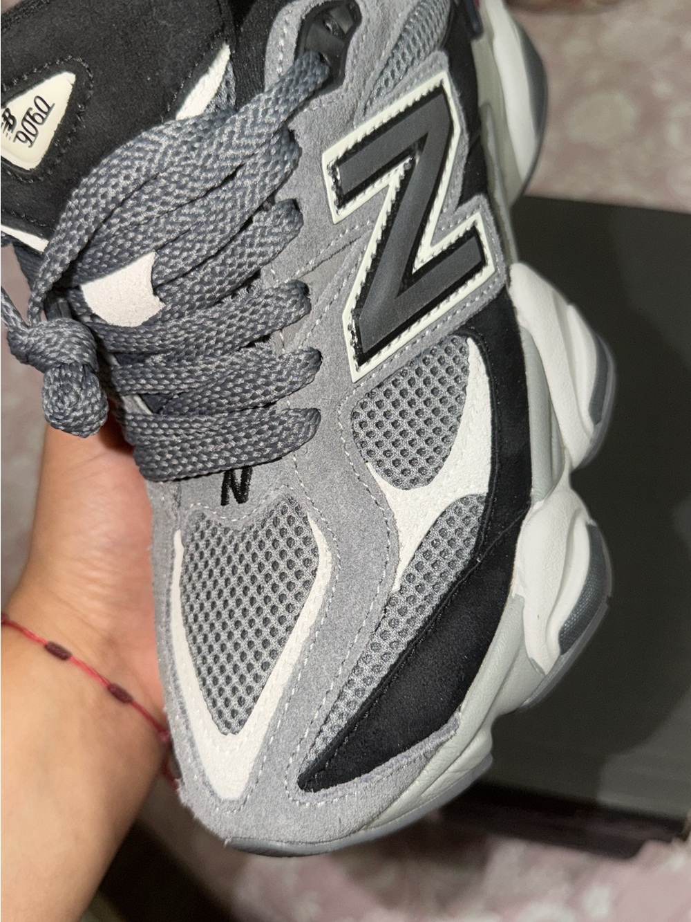 New Balance Women's Gray and Black Mesh Suede Sneaker